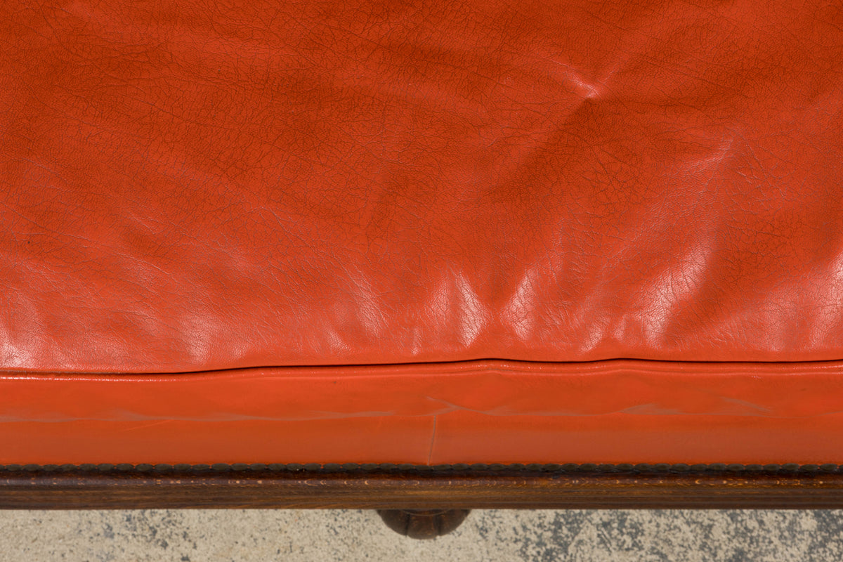 1930s French Art Deco Oak Canape in Faux Leather