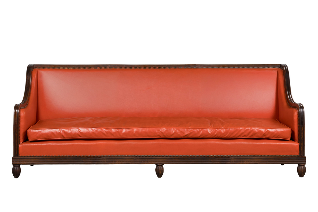 1930s French Art Deco Oak Canape in Faux Leather