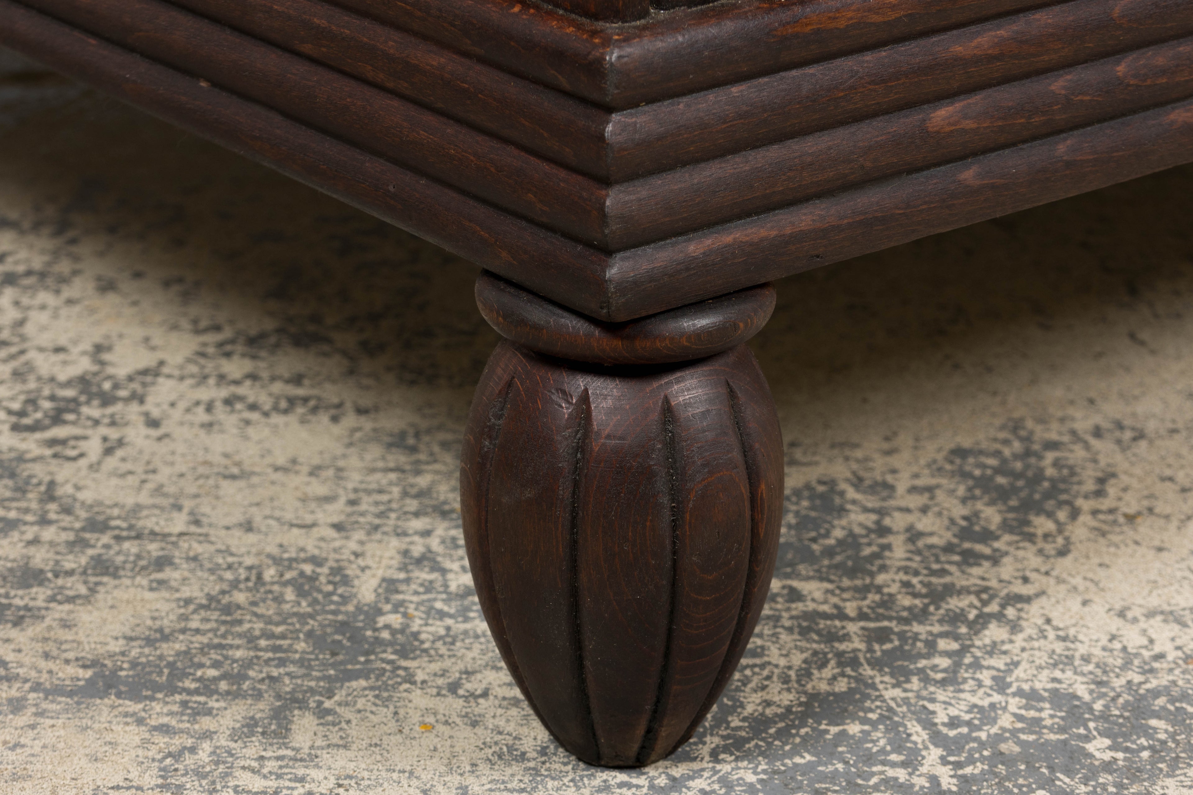 1930s French Art Deco Oak Canape in Faux Leather