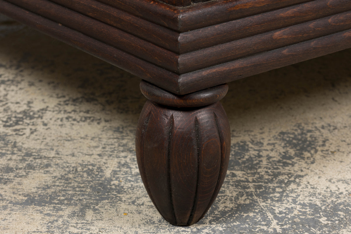 1930s French Art Deco Oak Canape in Faux Leather