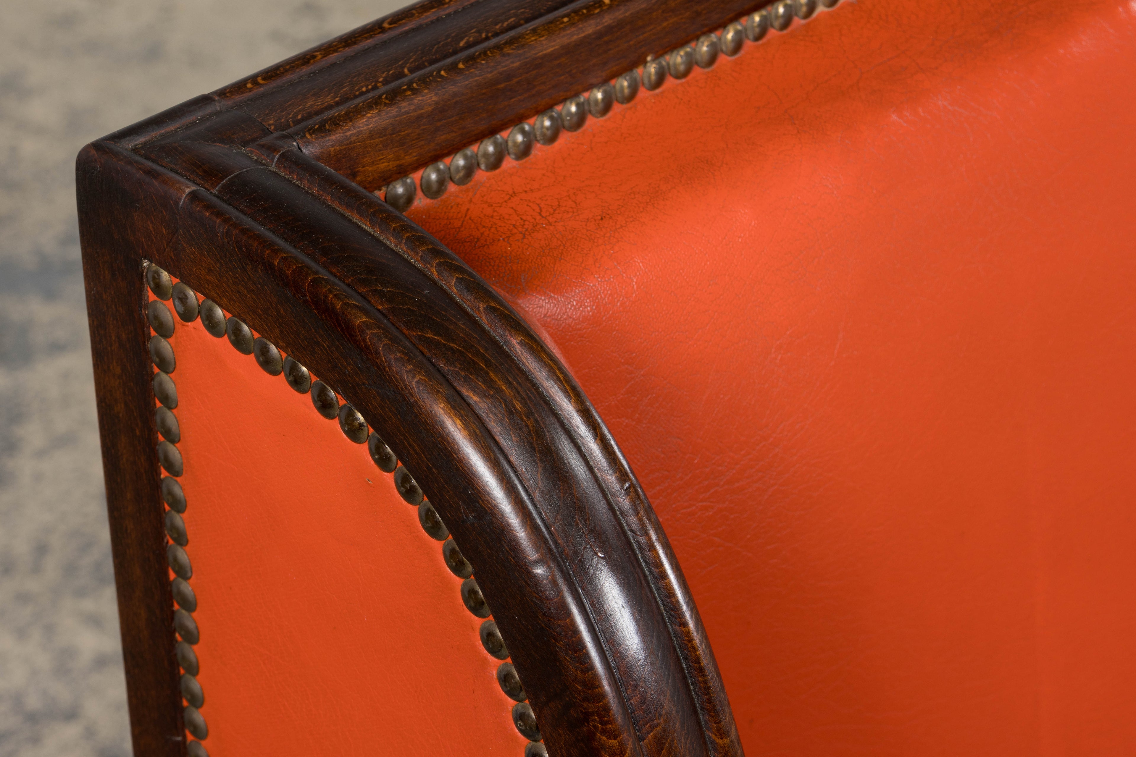 1930s French Art Deco Oak Canape in Faux Leather