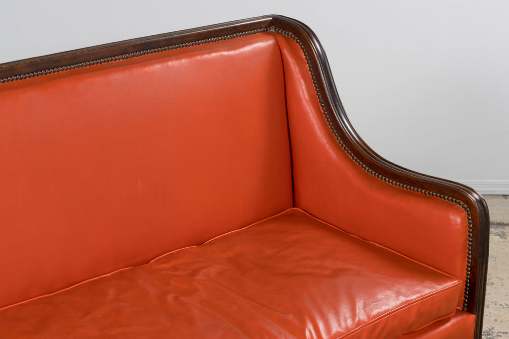 1930s French Art Deco Oak Canape in Faux Leather