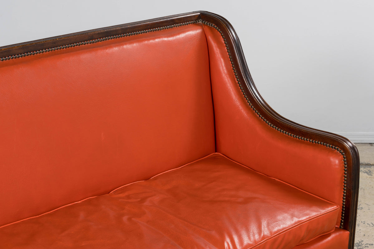 1930s French Art Deco Oak Canape in Faux Leather