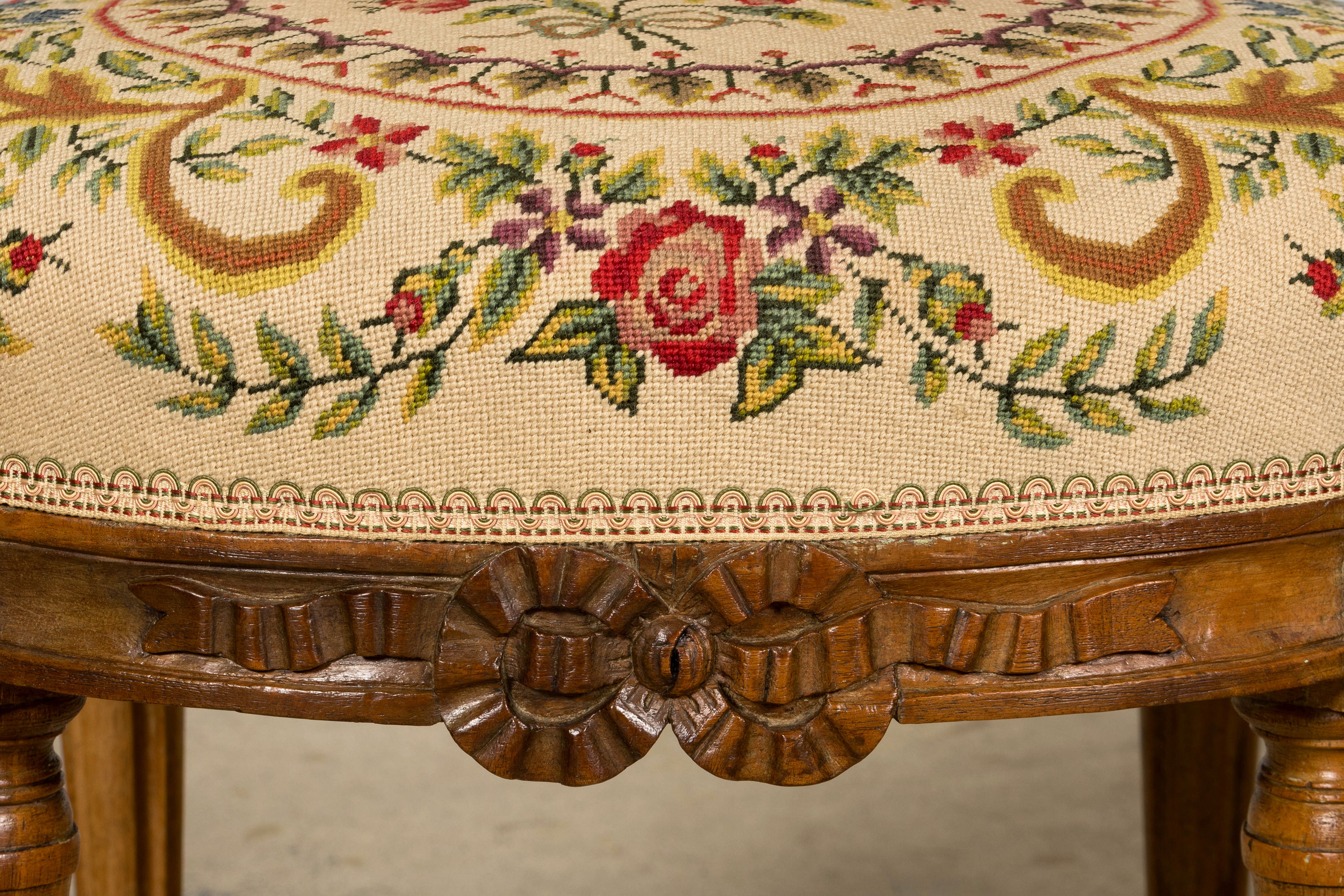 Set of Six Late 19th Century French Louis XVI Style Walnut Chairs with Pair of Fauteuils