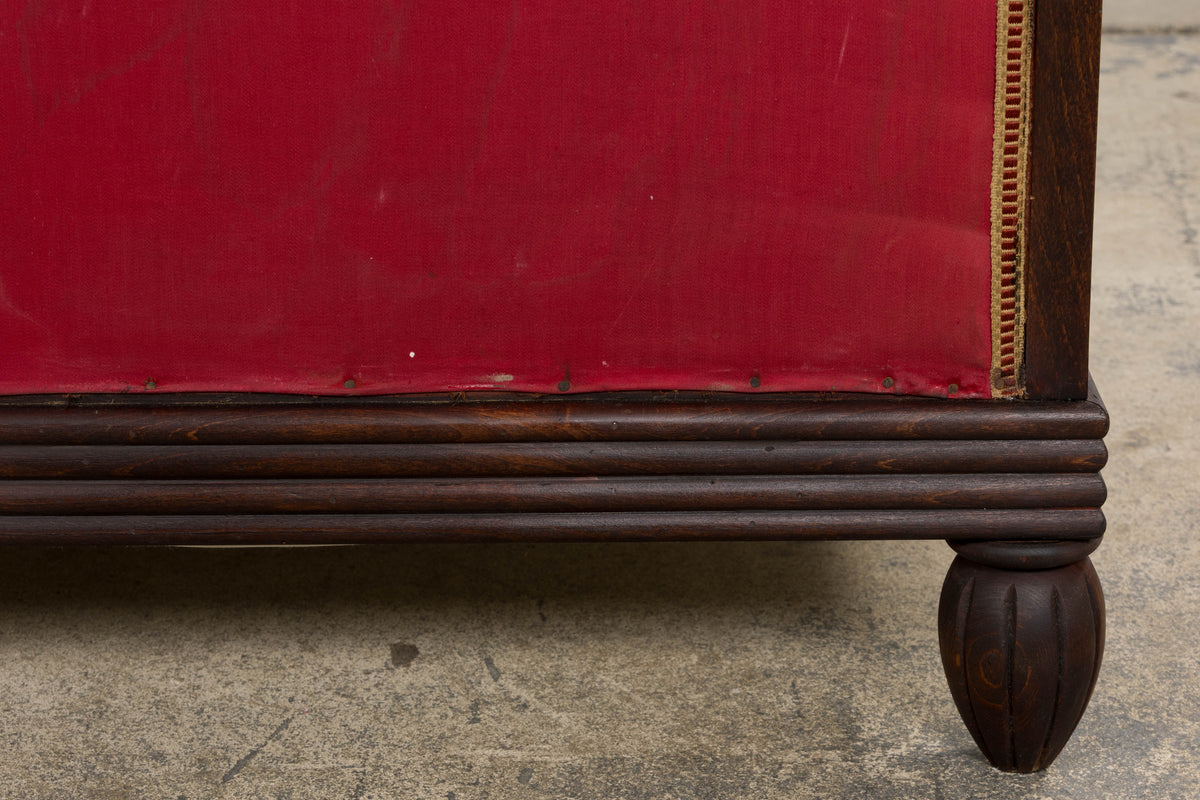 1930s French Art Deco Oak Canape in Faux Leather