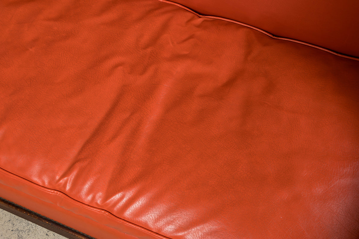 1930s French Art Deco Oak Canape in Faux Leather