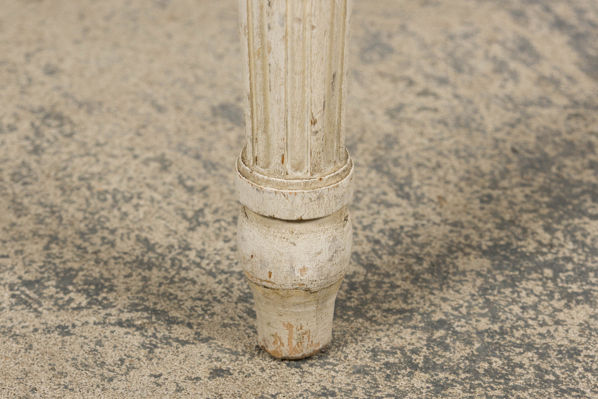 Antique French Louis XVI Style Painted Dining Chairs W/ Leopard Jacquard - Set of 6