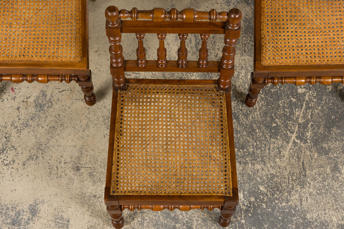 19th Century French Louis XIII Walnut Dining Chairs W/ Cane Seats - Set of 12