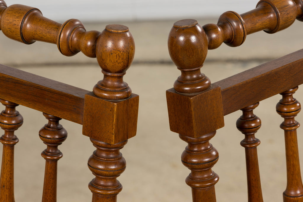 19th Century French Louis XIII Walnut Dining Chairs W/ Cane Seats - Set of 12