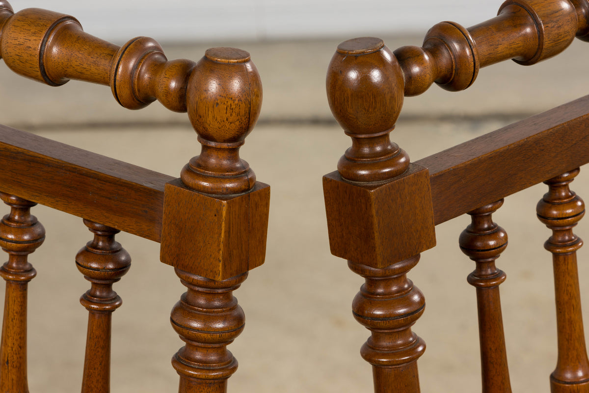 19th Century French Louis XIII Walnut Dining Chairs W/ Cane Seats - Set of 12