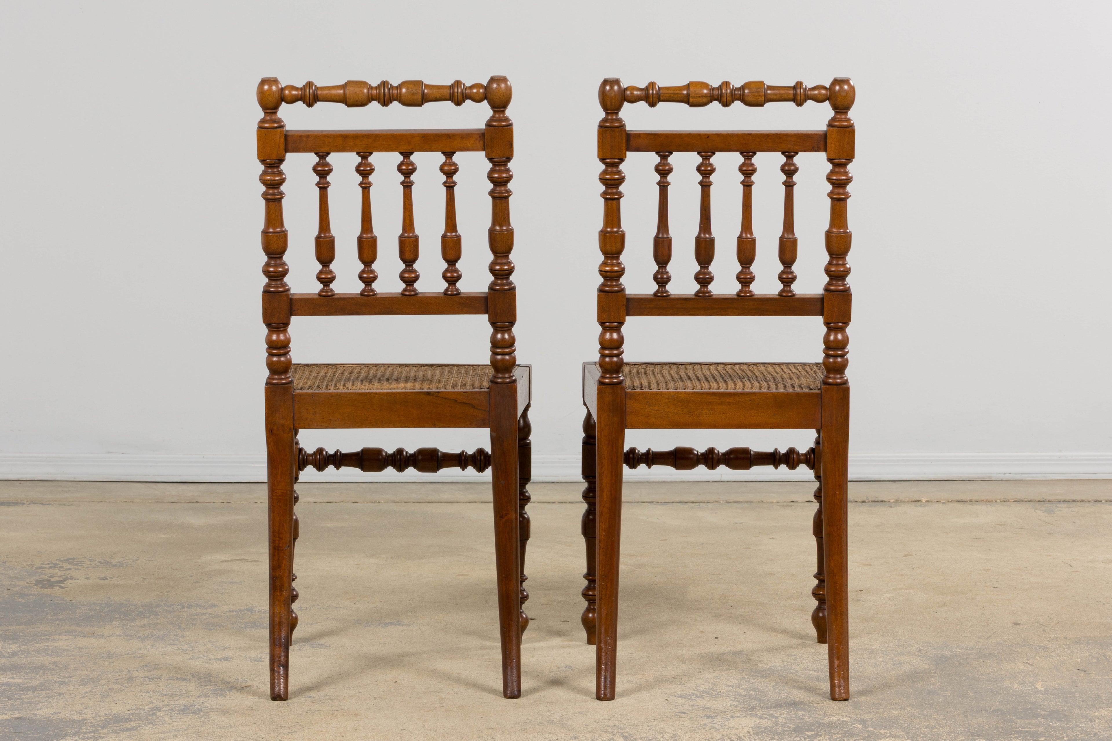 19th Century French Louis XIII Walnut Dining Chairs W/ Cane Seats - Set of 12