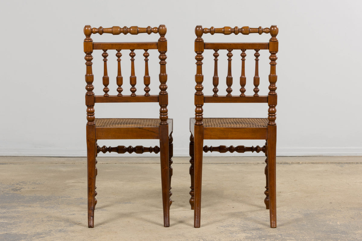 19th Century French Louis XIII Walnut Dining Chairs W/ Cane Seats - Set of 12