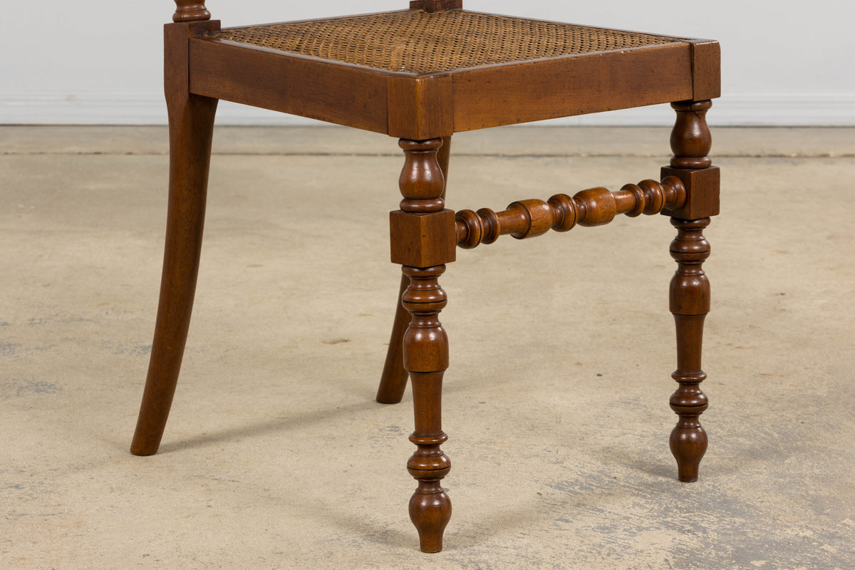 19th Century French Louis XIII Walnut Dining Chairs W/ Cane Seats - Set of 12