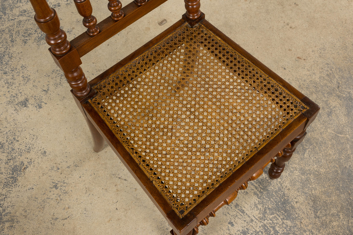 19th Century French Louis XIII Walnut Dining Chairs W/ Cane Seats - Set of 12