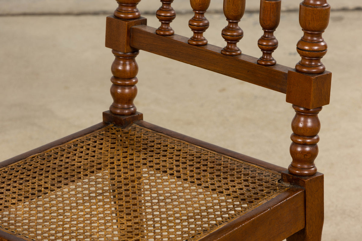19th Century French Louis XIII Walnut Dining Chairs W/ Cane Seats - Set of 12