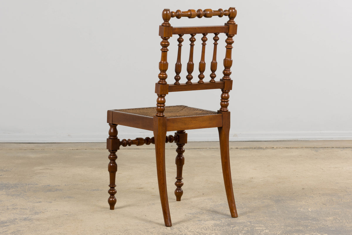 19th Century French Louis XIII Walnut Dining Chairs W/ Cane Seats - Set of 12