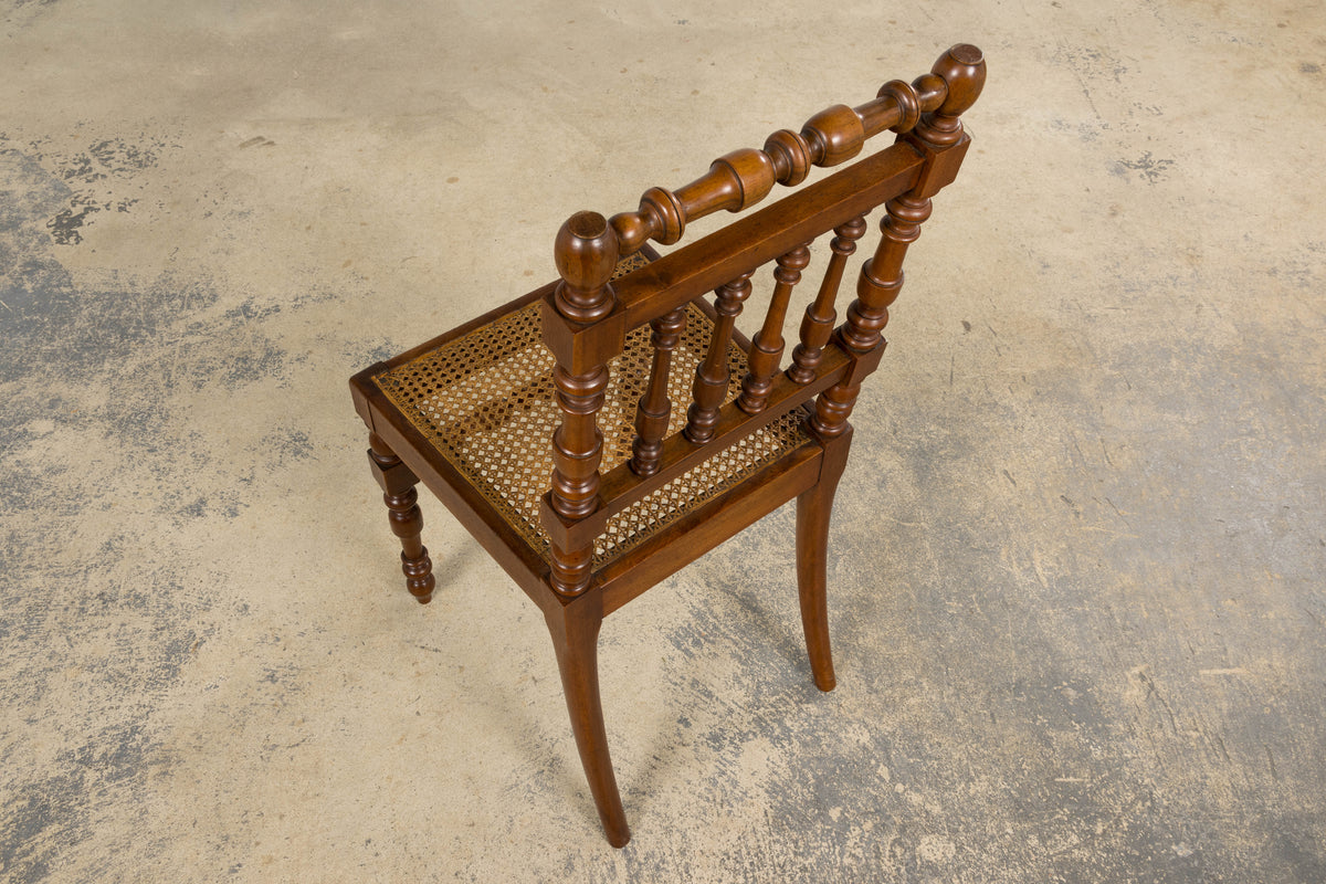 19th Century French Louis XIII Walnut Dining Chairs W/ Cane Seats - Set of 12