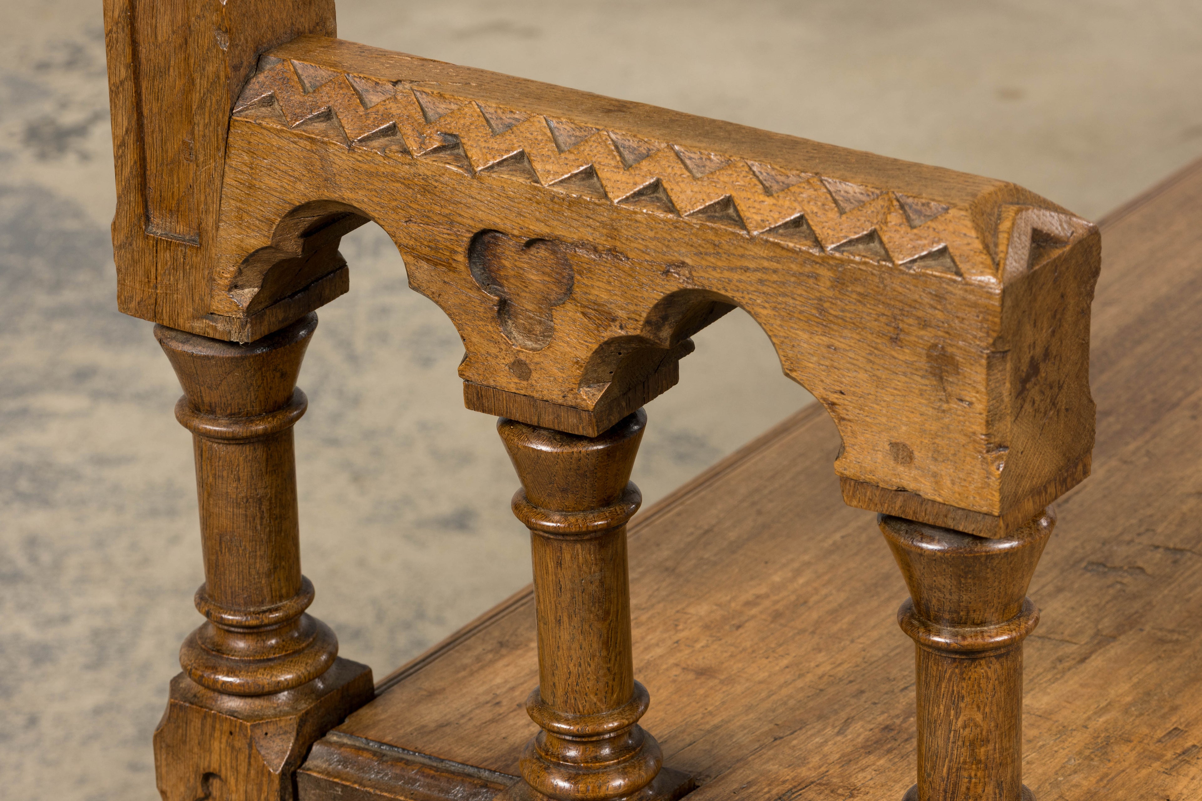 Mid-19th Century French Gothic Revival Oak Church Bench