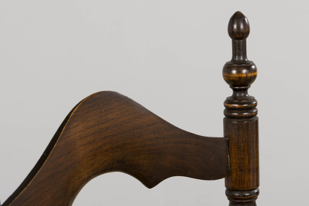 Antique Spanish Country Oak Ladder Back Rush Seat Dining Chairs – Set of 10