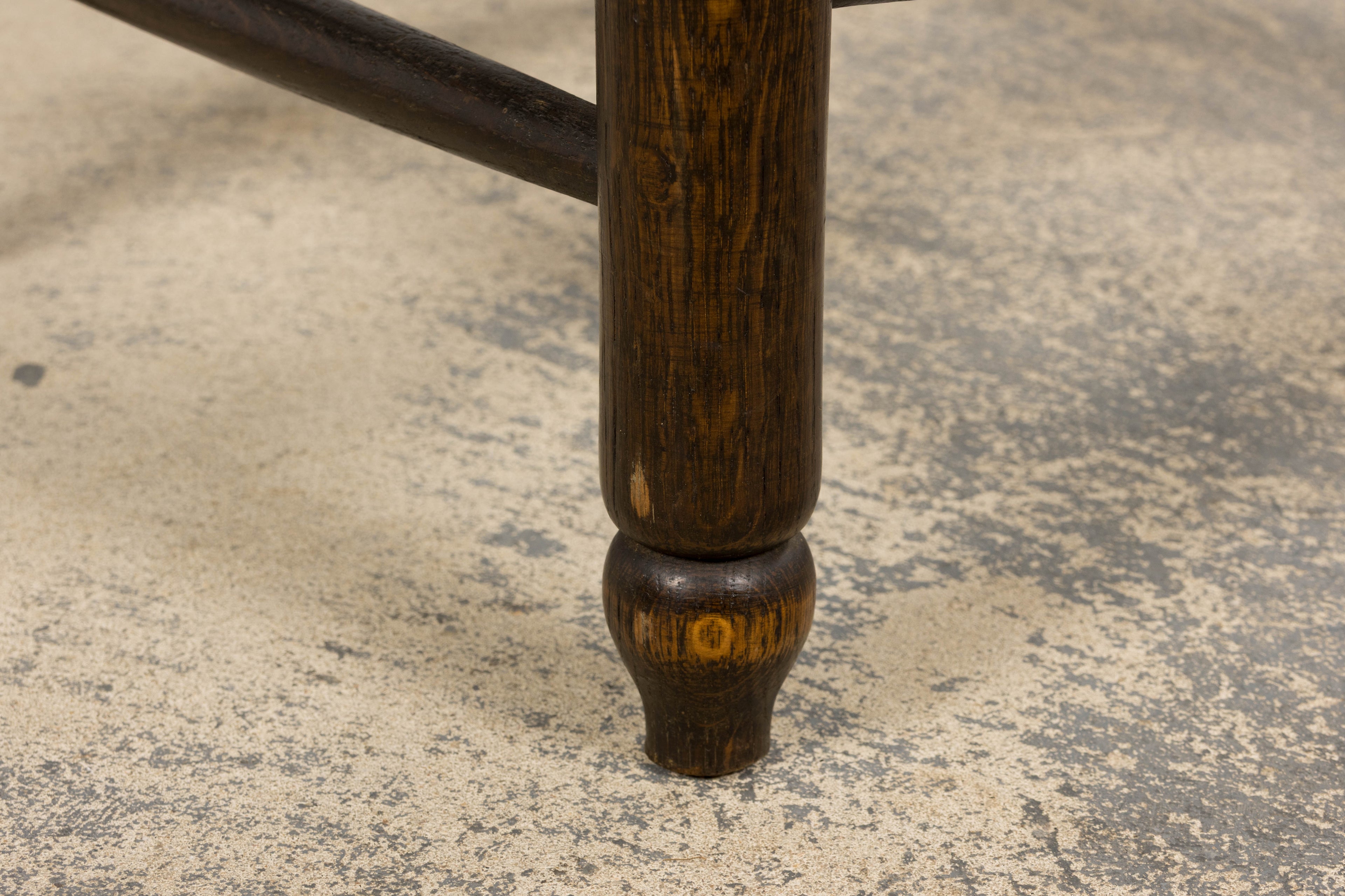 Antique Spanish Country Oak Ladder Back Rush Seat Dining Chairs – Set of 10