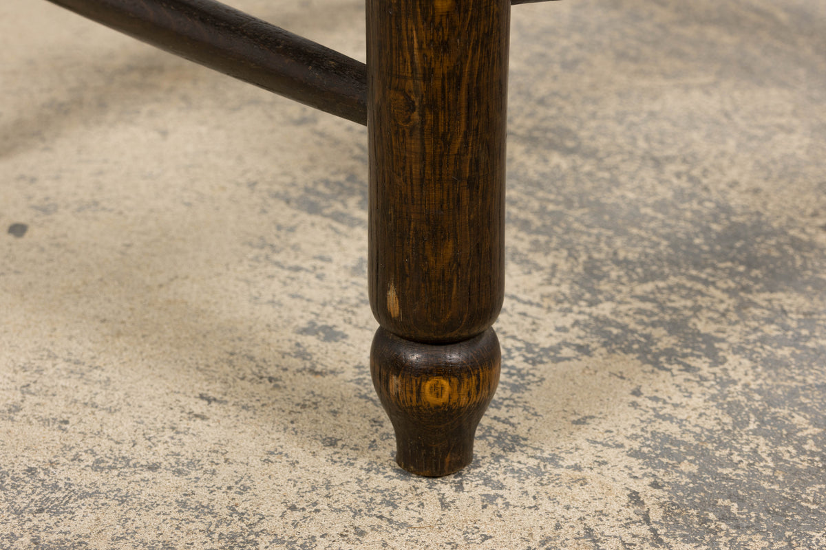 Antique Spanish Country Oak Ladder Back Rush Seat Dining Chairs – Set of 10