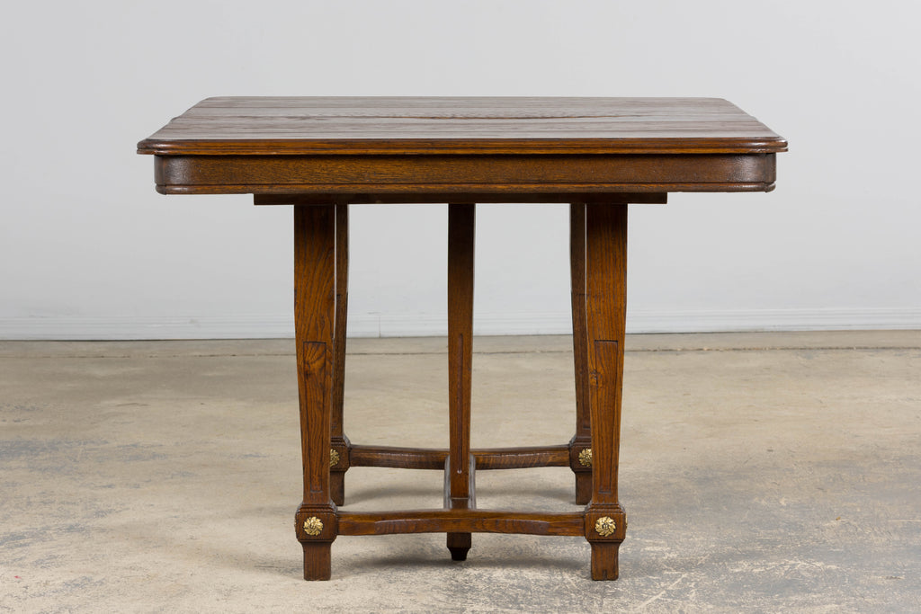 1930s French Parisian Art Deco Oak Extendable Dining Table