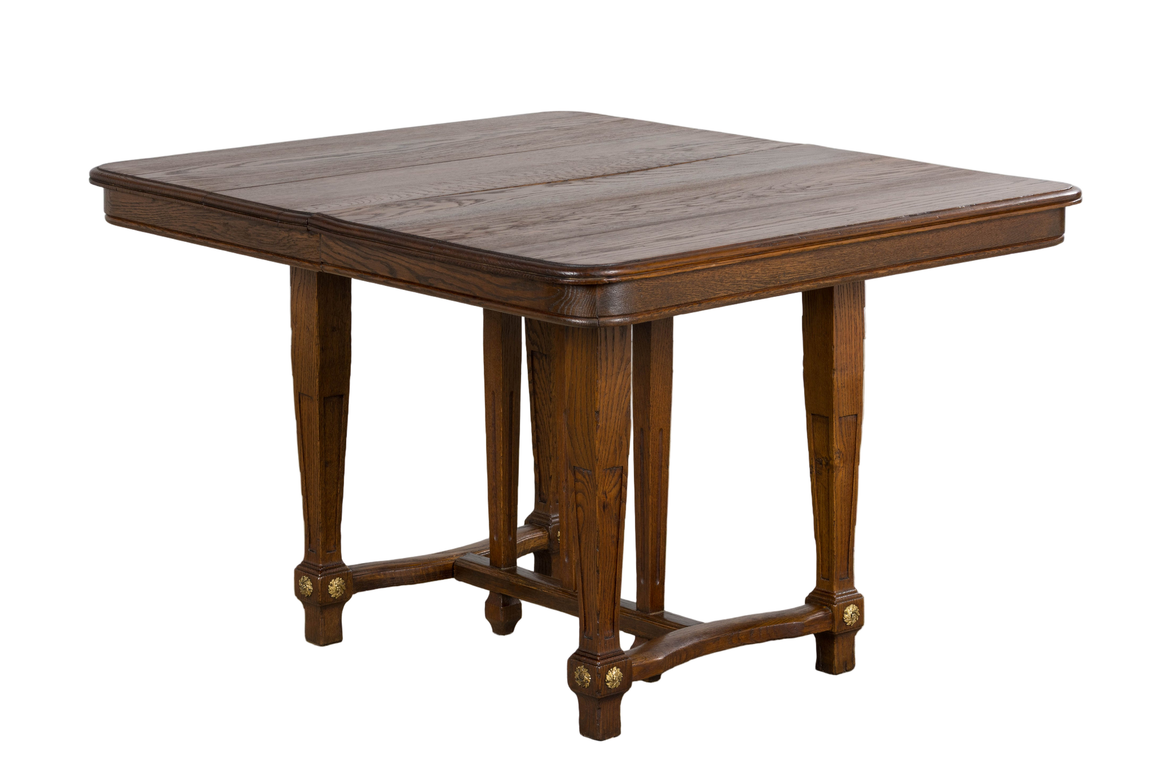 1930s French Parisian Art Deco Oak Extendable Dining Table