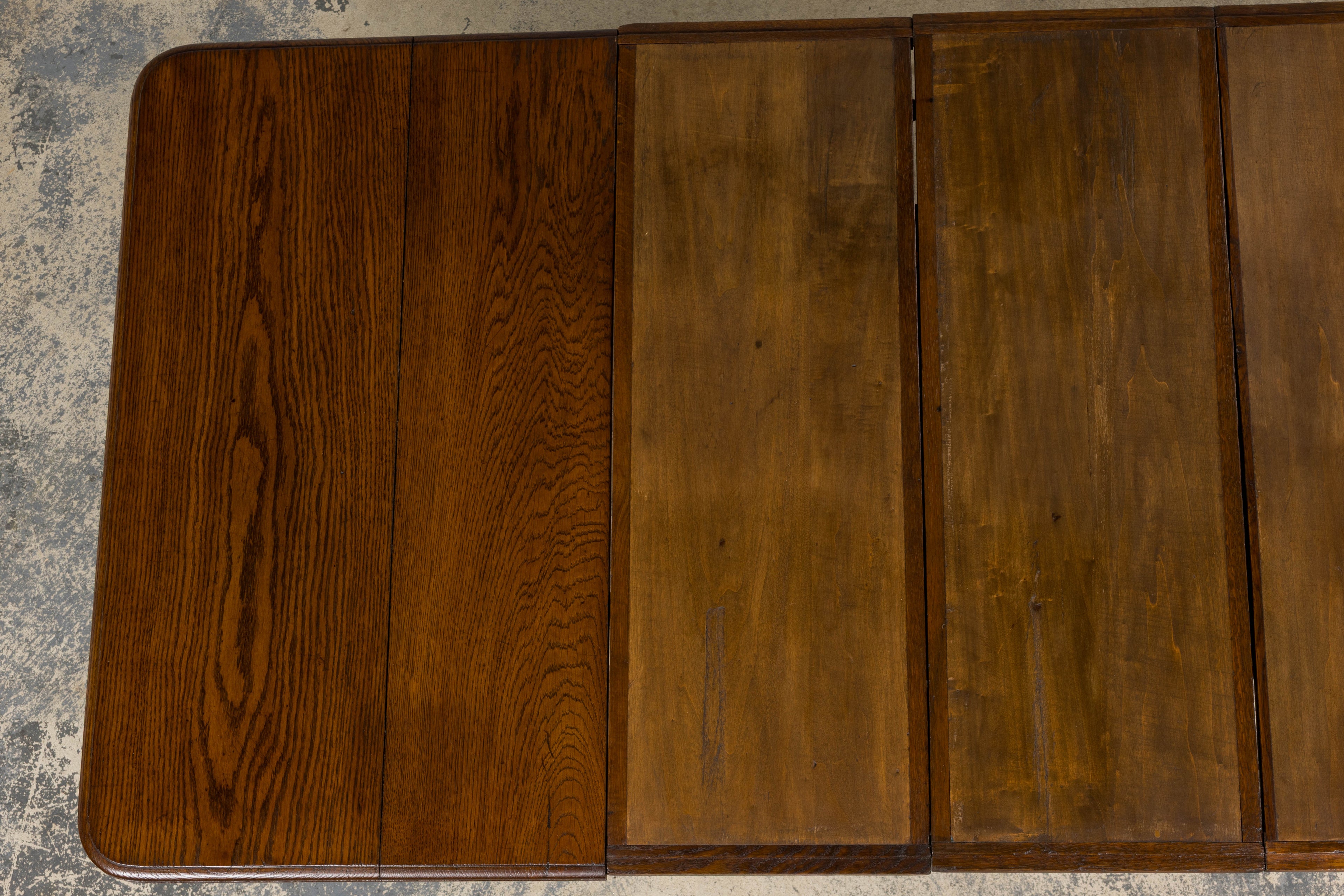 1930s French Parisian Art Deco Oak Extendable Dining Table