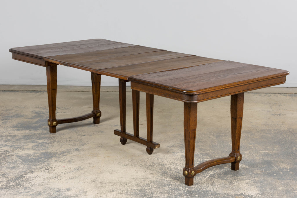 1930s French Parisian Art Deco Oak Extendable Dining Table