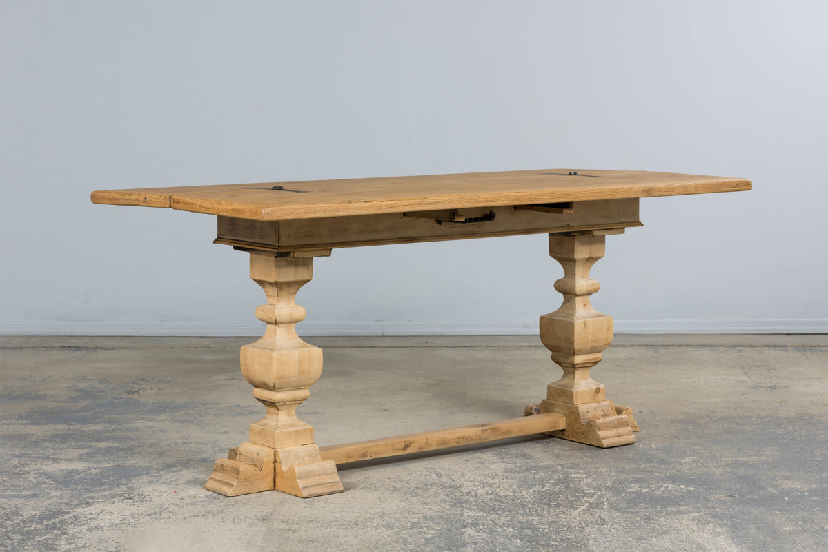 Country French Louis XIII Style Bleached Mixed Wood Folding Table