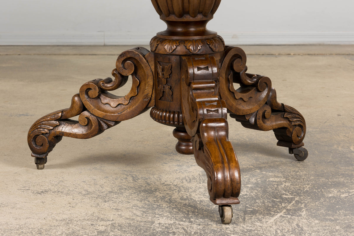 19th Century French Renaissance Revival Pedestal Center Table