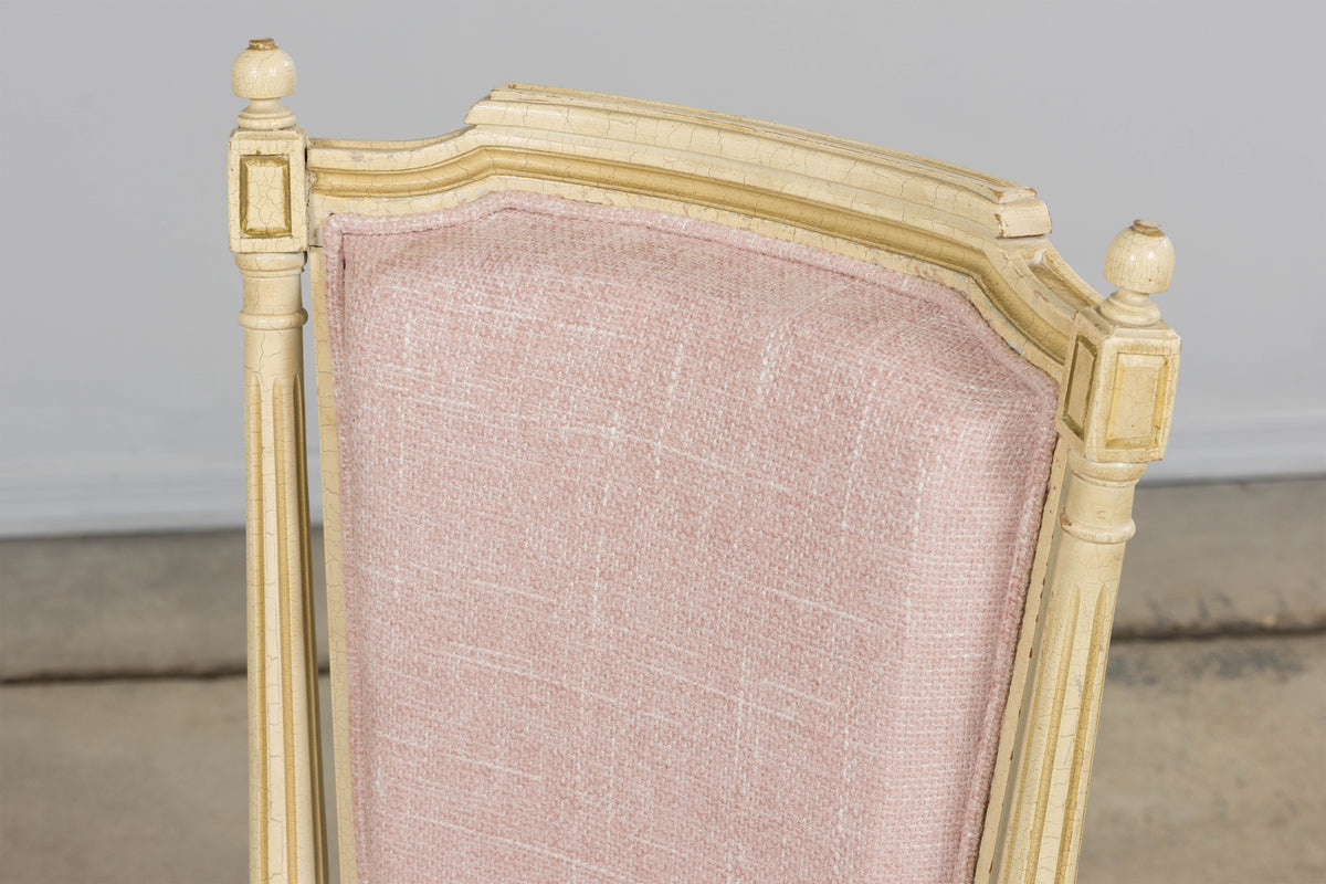 Antique French Louis XVI Style Painted Dining Chairs in Blush Pink - Set of 6