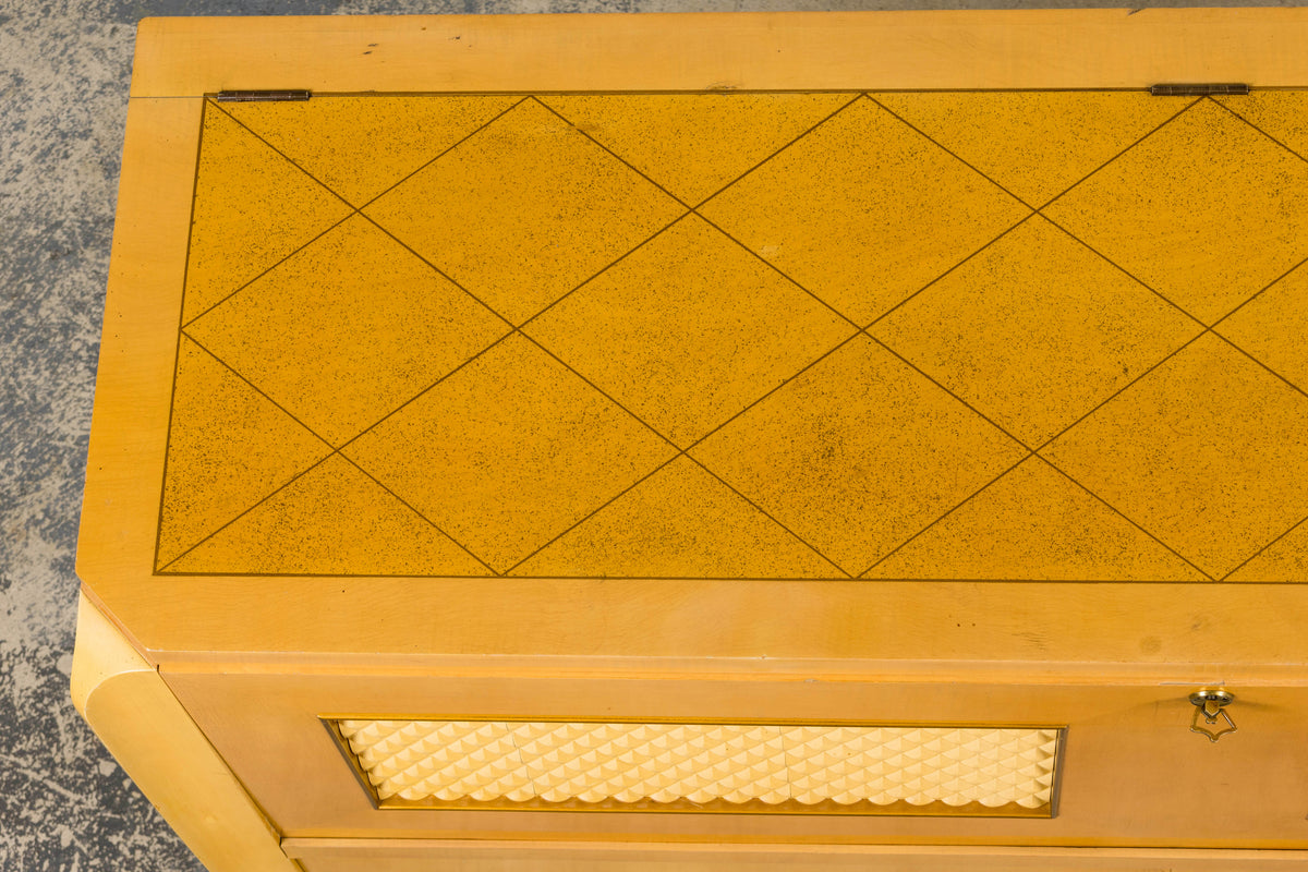 1930s French Art Deco Blond Lacquer Bar Cabinet