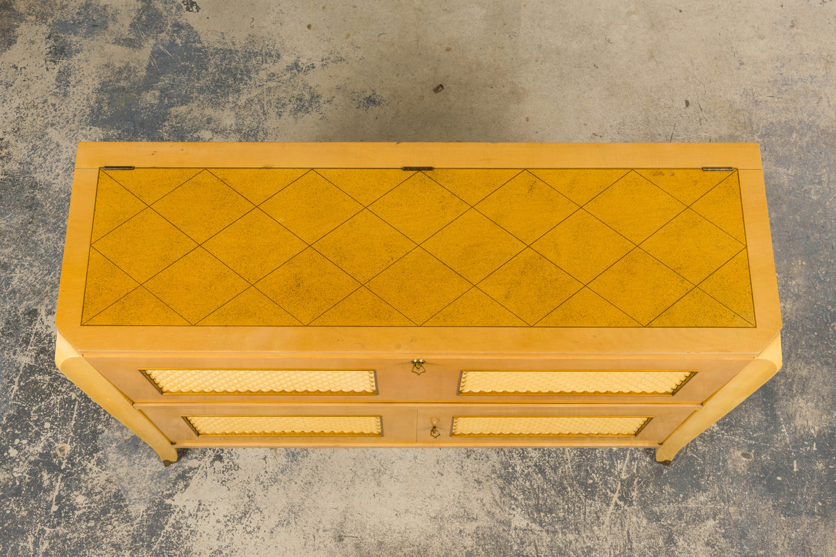 1930s French Art Deco Blond Lacquer Bar Cabinet