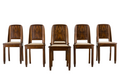 ON HOLD 1930s French Art Deco Mahogany Dining Chairs W/ Beige Velvet - Set of 6