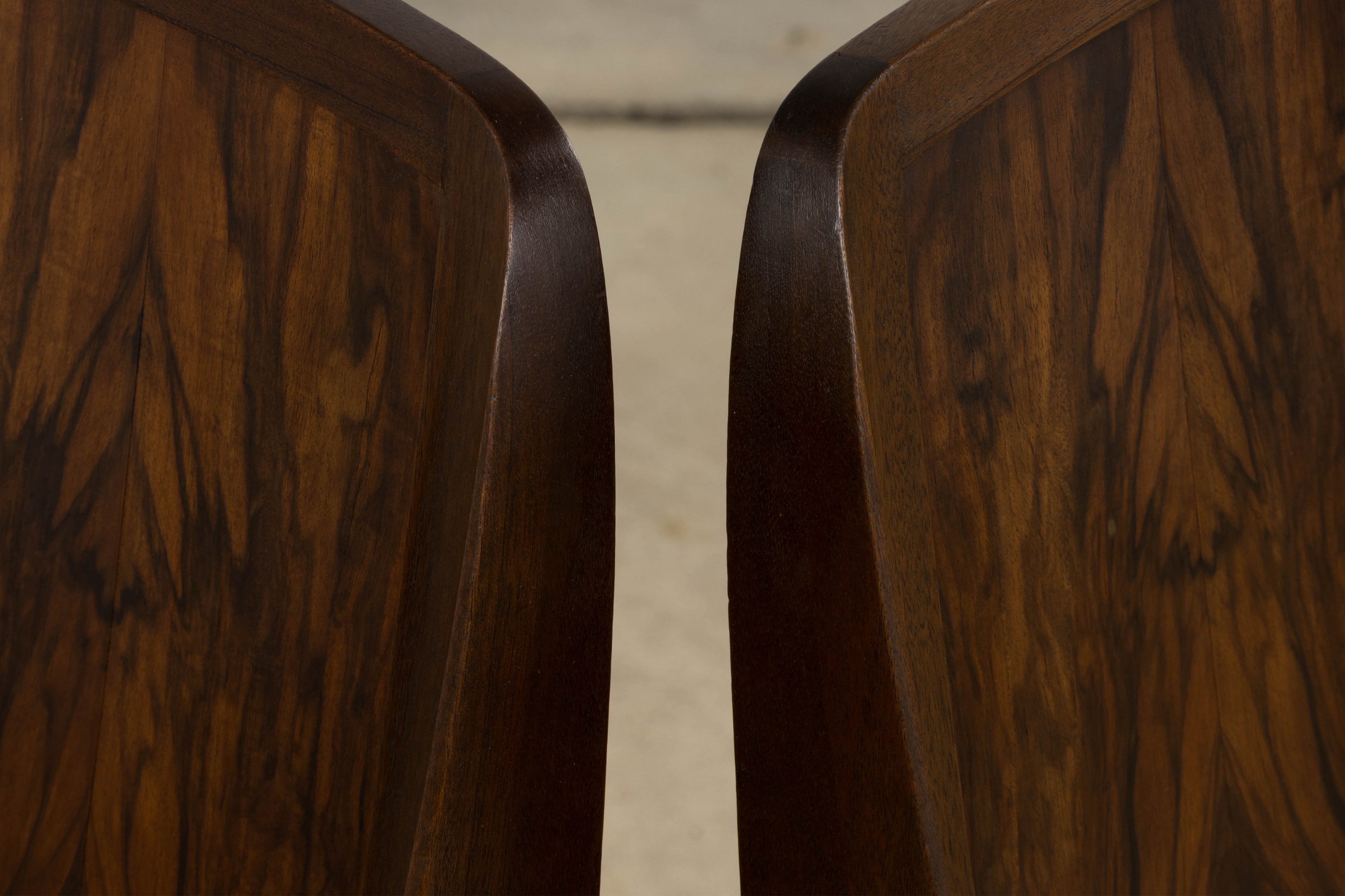 ON HOLD 1930s French Art Deco Mahogany Dining Chairs W/ Beige Velvet - Set of 6