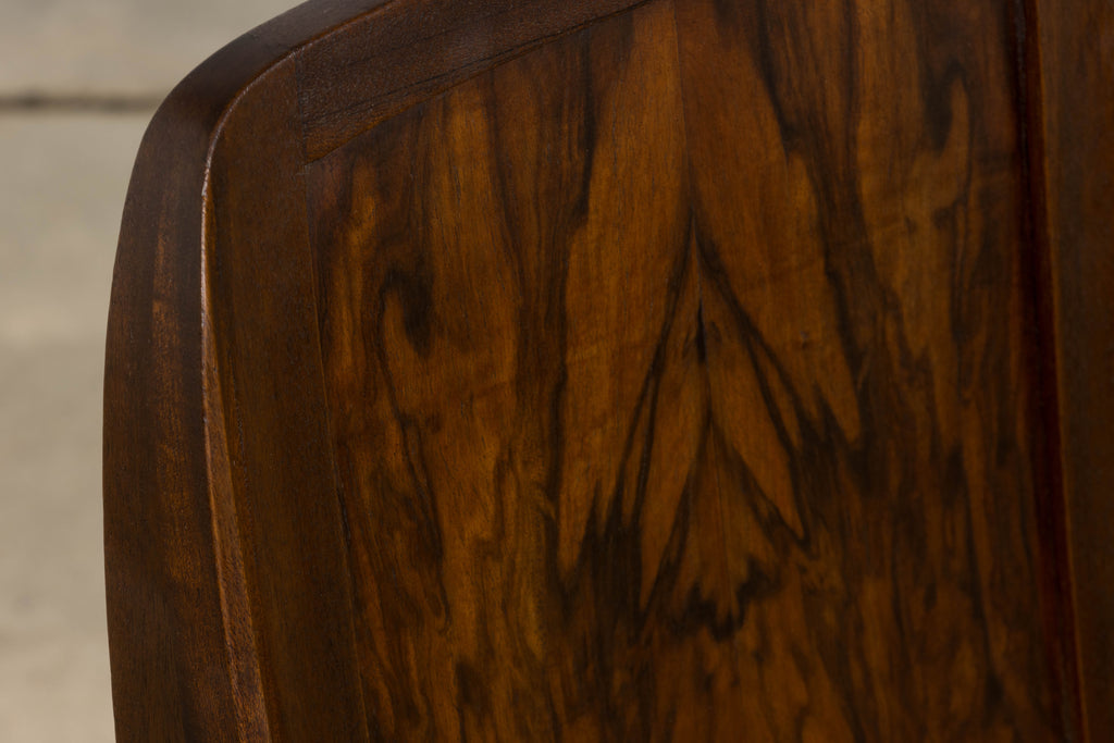 ON HOLD 1930s French Art Deco Mahogany Dining Chairs W/ Beige Velvet - Set of 6