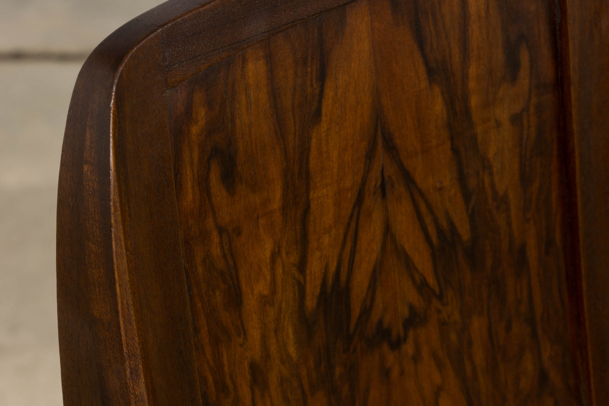 1930s French Art Deco Mahogany Dining Chairs W/ Beige Velvet - Set of 6