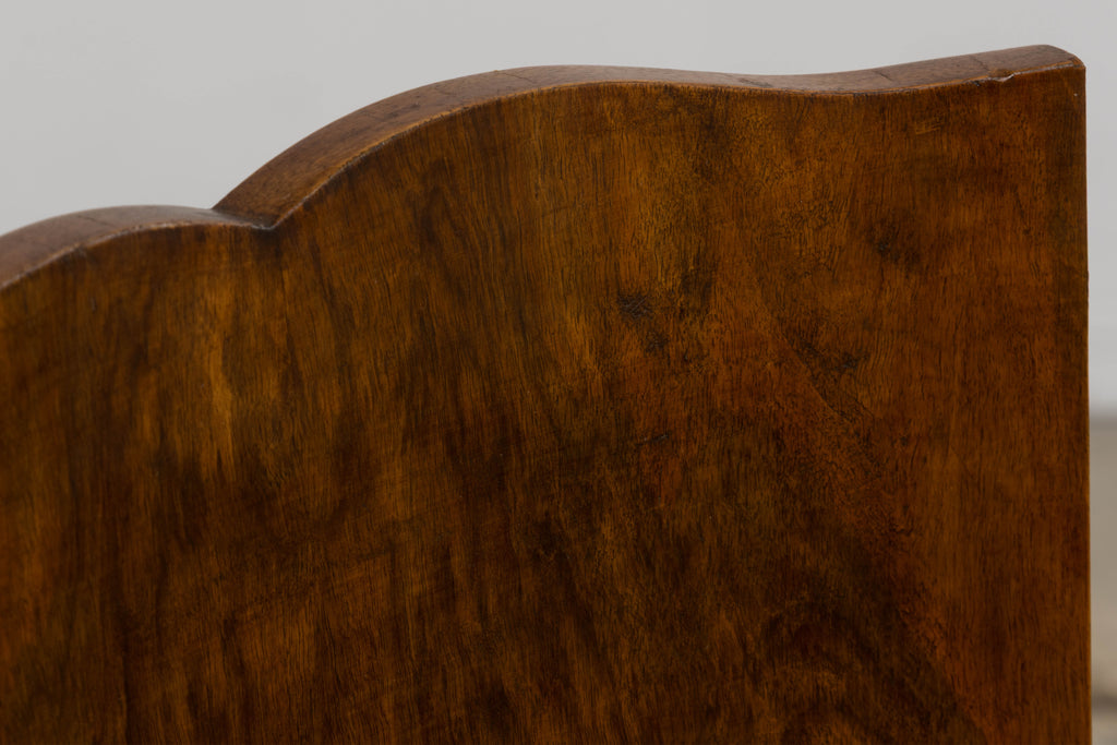 1930s French Art Deco Mustache Back Oak Dining Chairs in Golden Velvet - Set of 6