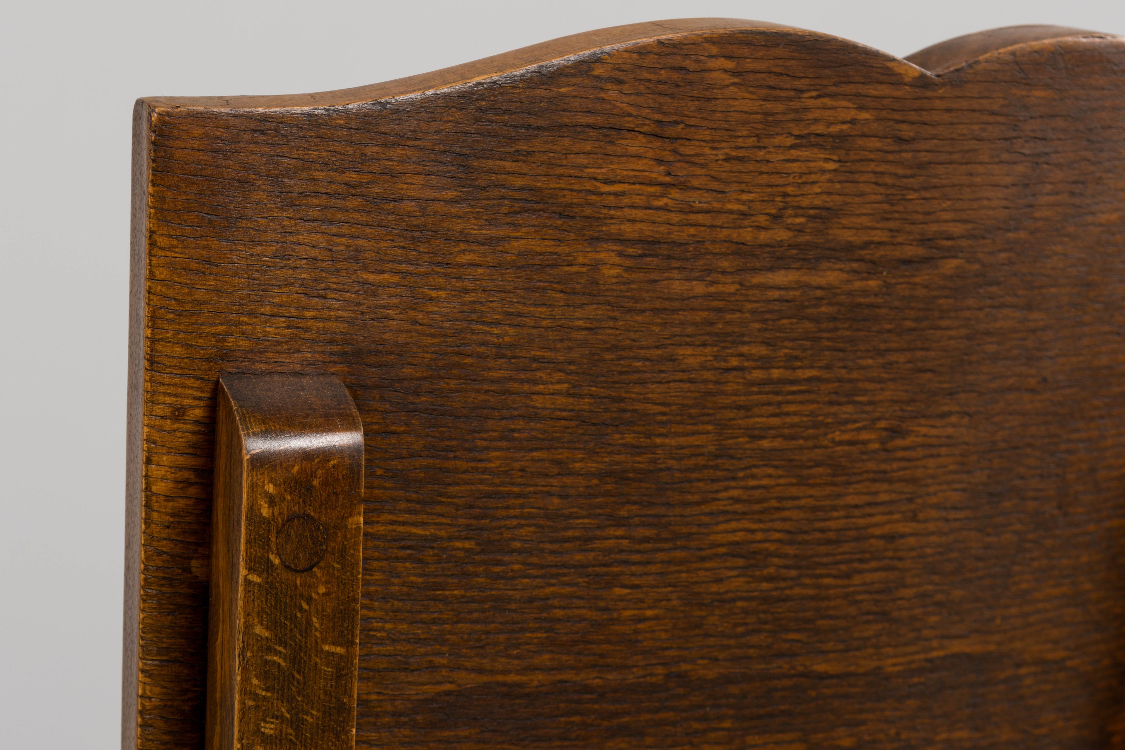 1930s French Art Deco Mustache Back Oak Dining Chairs in Golden Velvet - Set of 6
