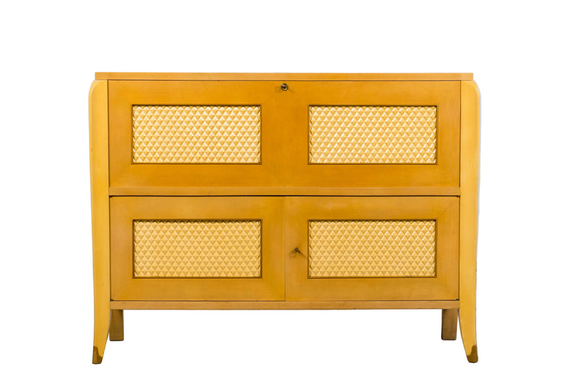1930s French Art Deco Blond Lacquer Bar Cabinet