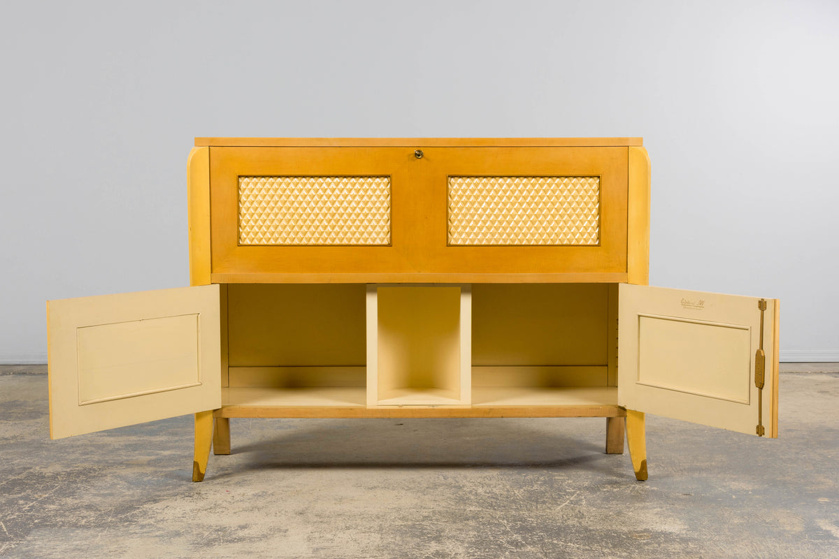 1930s French Art Deco Blond Lacquer Bar Cabinet