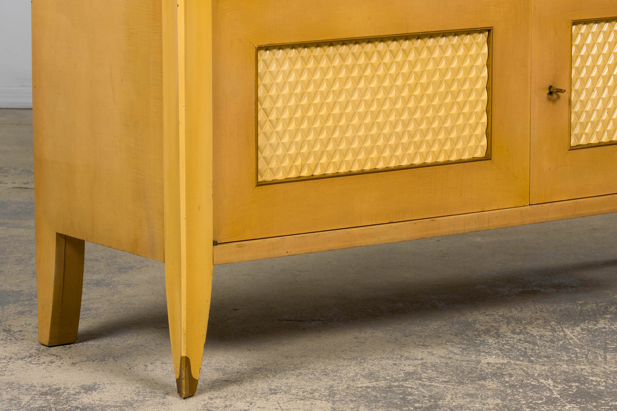 1930s French Art Deco Blond Lacquer Bar Cabinet