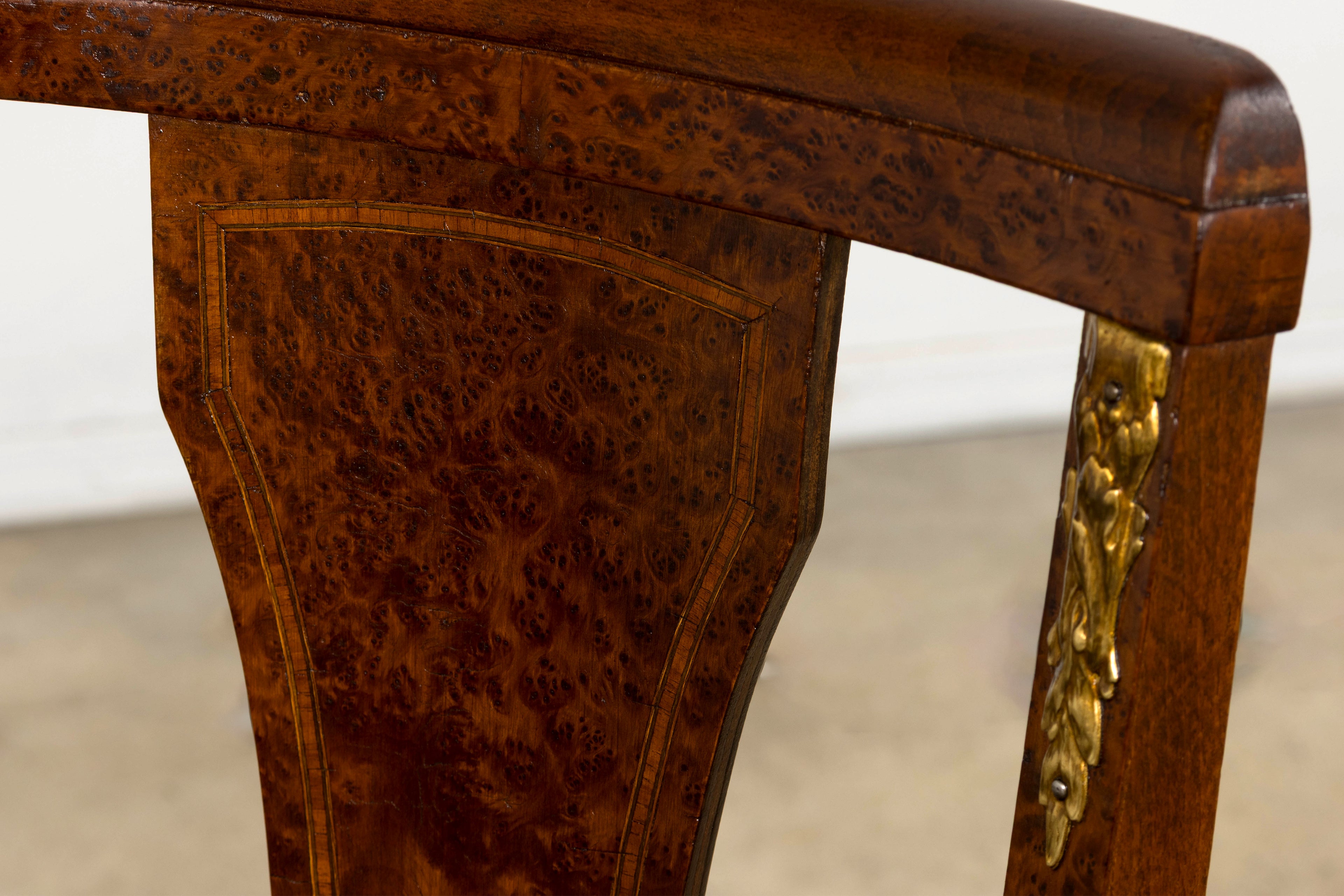 1930s French Art Deco Walnut Dining Chairs With Leather Seats, Set of 8