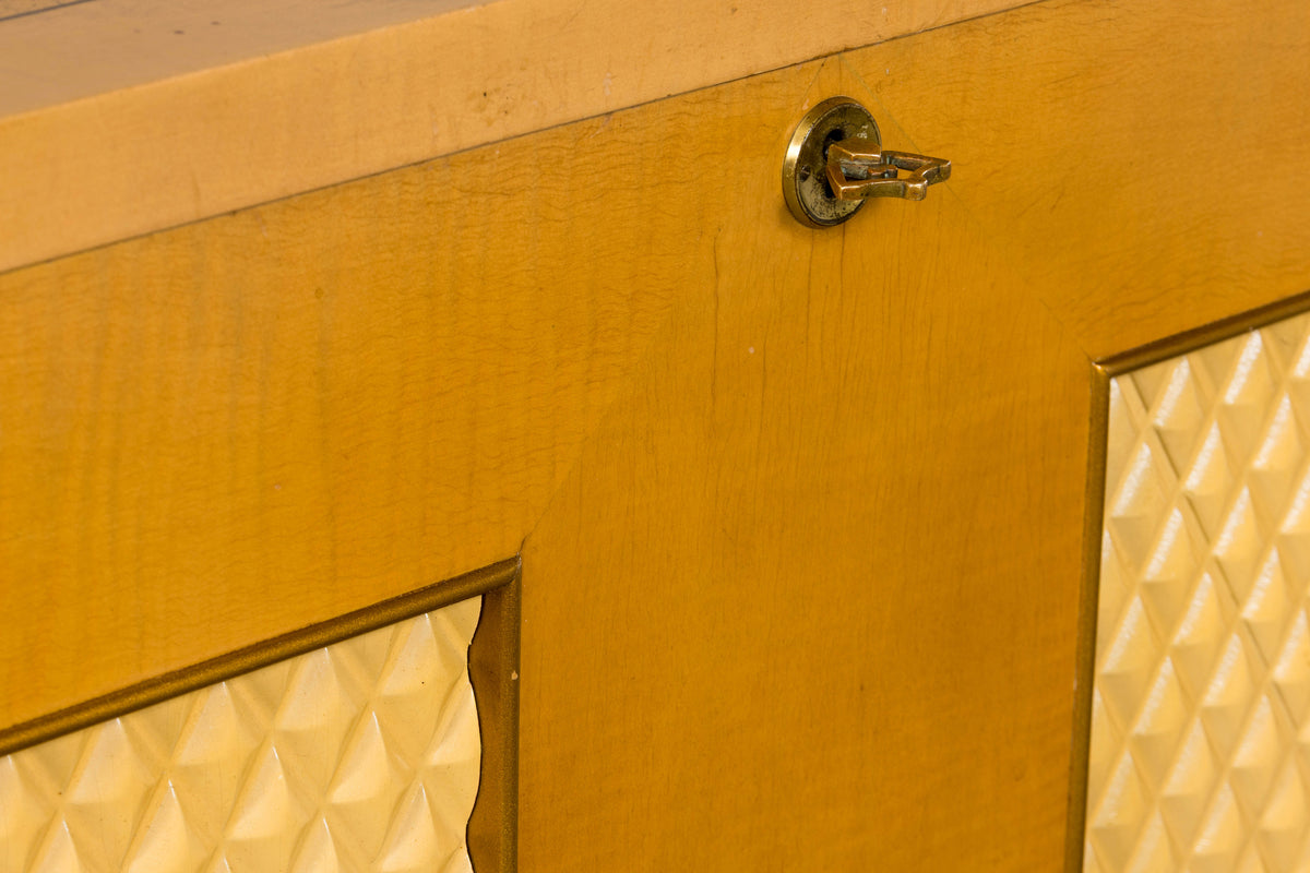 1930s French Art Deco Blond Lacquer Bar Cabinet