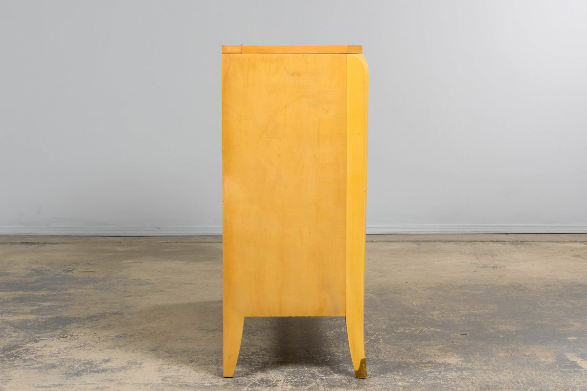 1930s French Art Deco Blond Lacquer Bar Cabinet