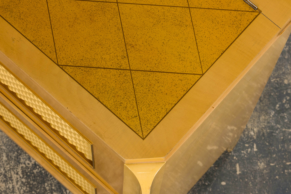 1930s French Art Deco Blond Lacquer Bar Cabinet