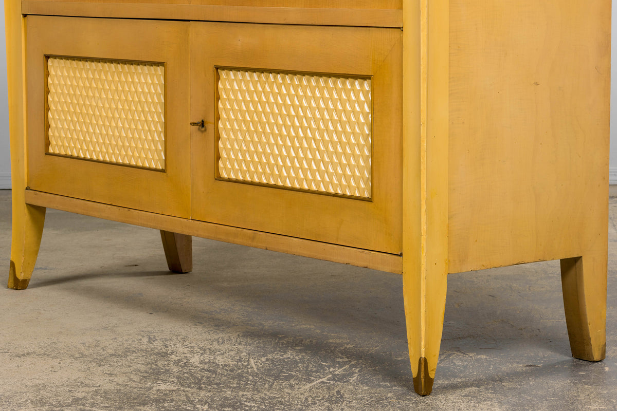 1930s French Art Deco Blond Lacquer Bar Cabinet