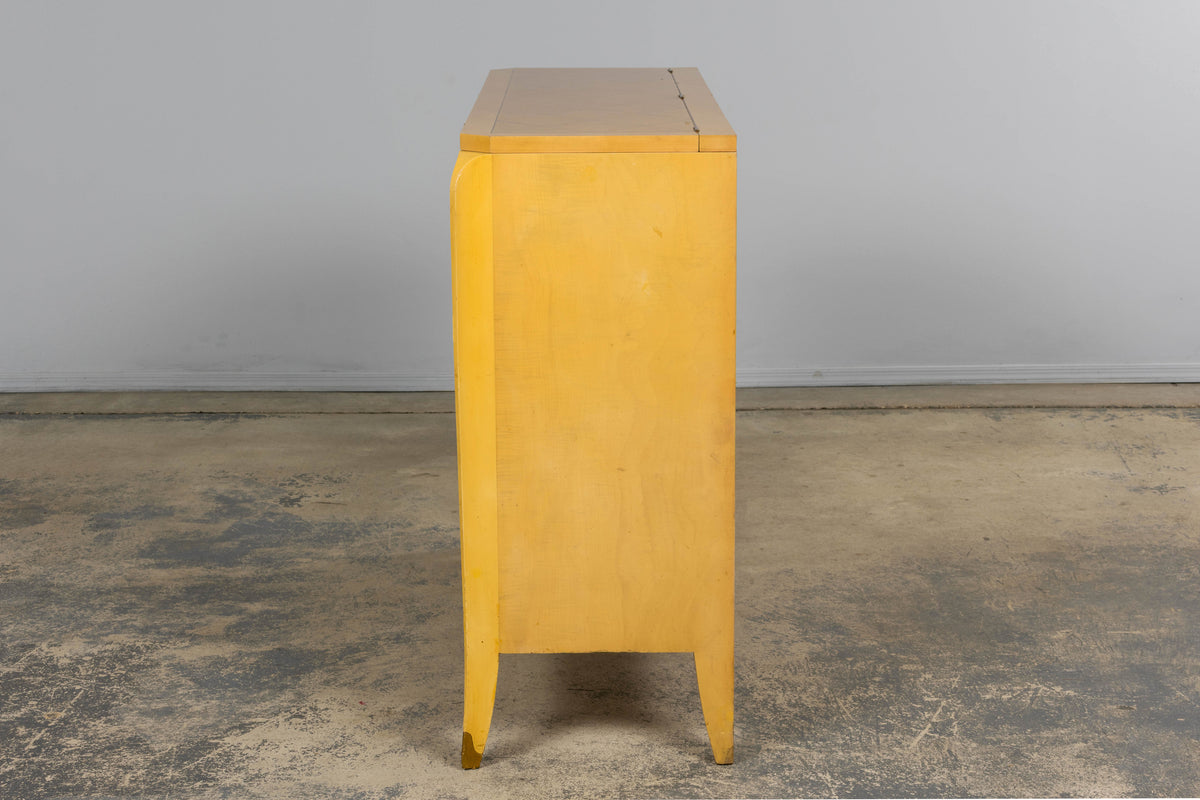 1930s French Art Deco Blond Lacquer Bar Cabinet