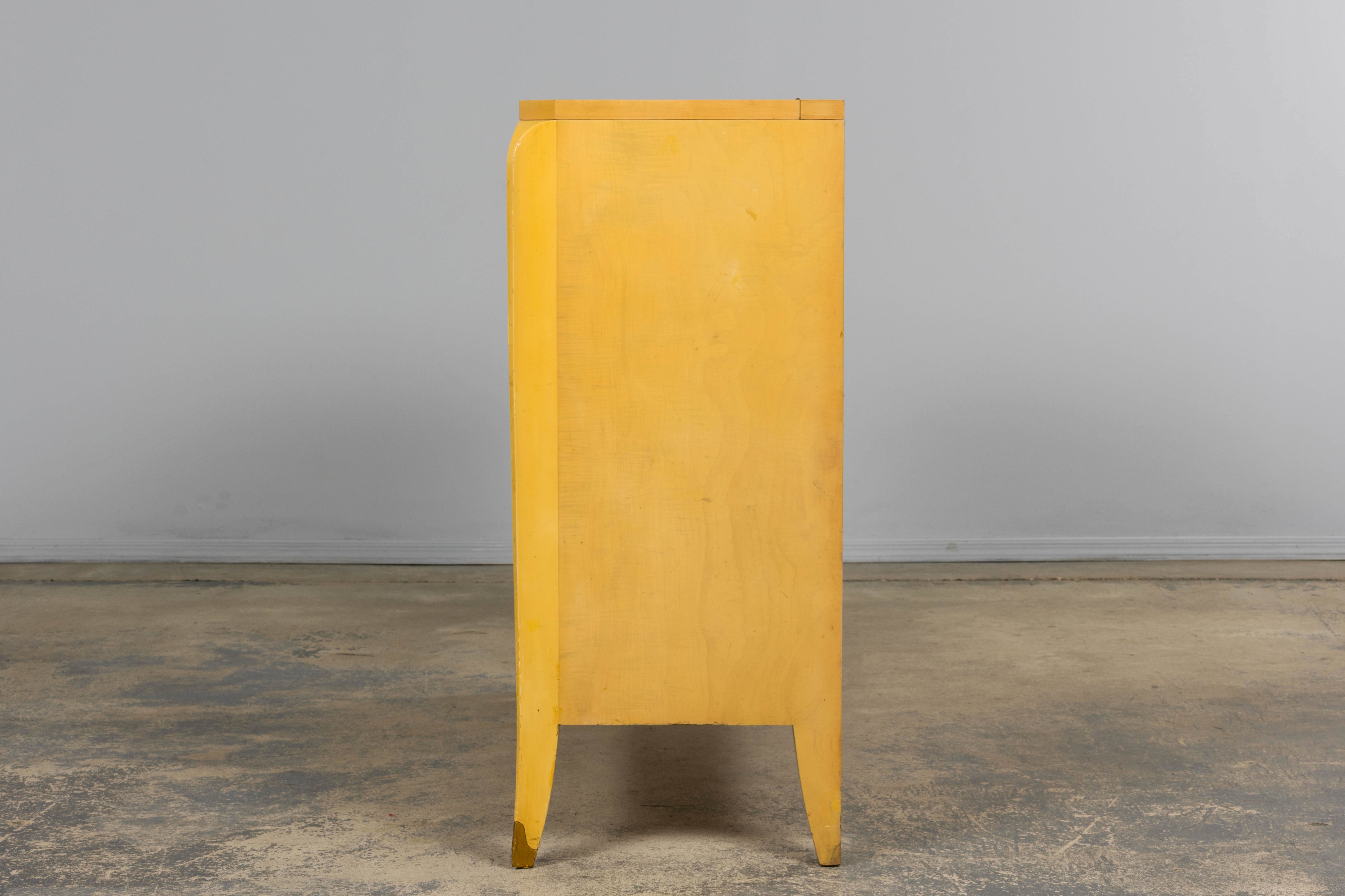 1930s French Art Deco Blond Lacquer Bar Cabinet